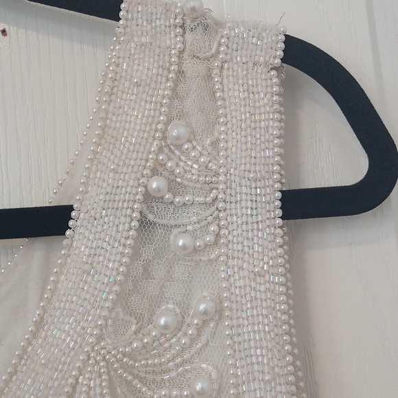 Cream color formal dress with lace, pearls and sequins 2X NWOT - Picture 4 of 11